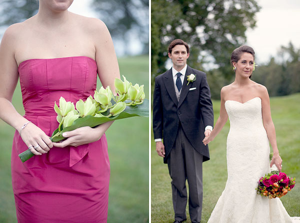 Pink Bridesmaid, Green Orchid bouquet, Greenwich Country Club, Greenwich, CT, Wedding Pictures Photos, Victoria Souza Photography, Best CT Wedding Photographer