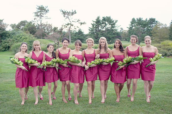 Pink Bridemaid dresses, green orchid bouquet, Greenwich Country Club, Greenwich, CT, Wedding Pictures Photos, Victoria Souza Photography, Best CT Wedding Photographer