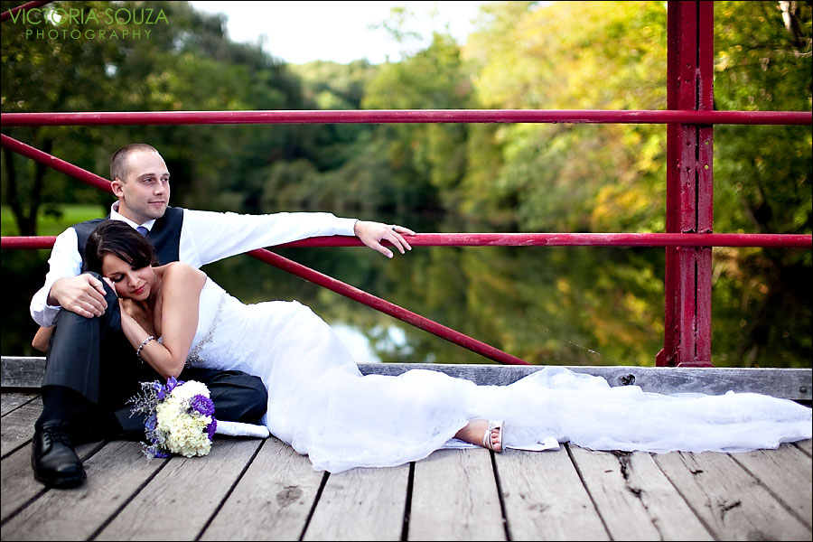 CT Wedding Photographer, Victoria Souza Photography, Red Bridge, Meriden, CT Trash the Dress Engagement Wedding Portrait Photos